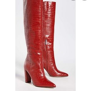 High heel red boots